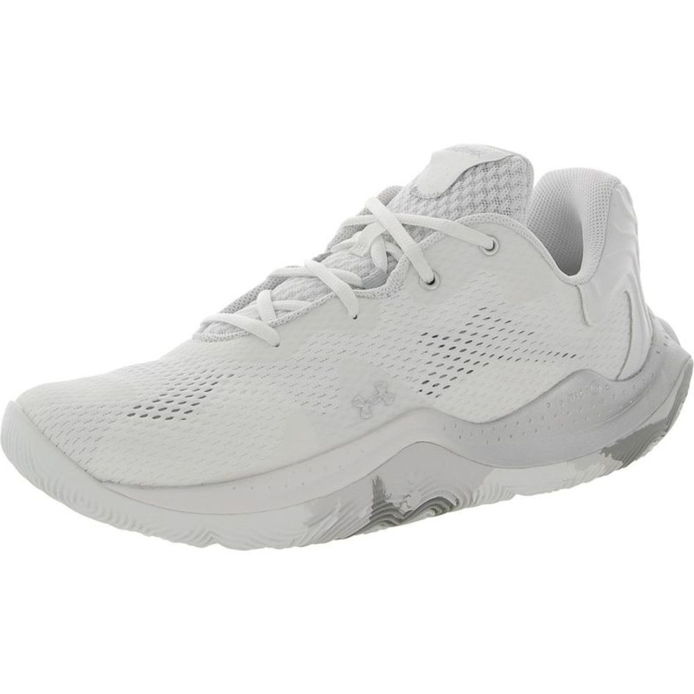 Under Armour Mens UA TB Spawn 4 White Fitness Running Shoes Sneakers NWT